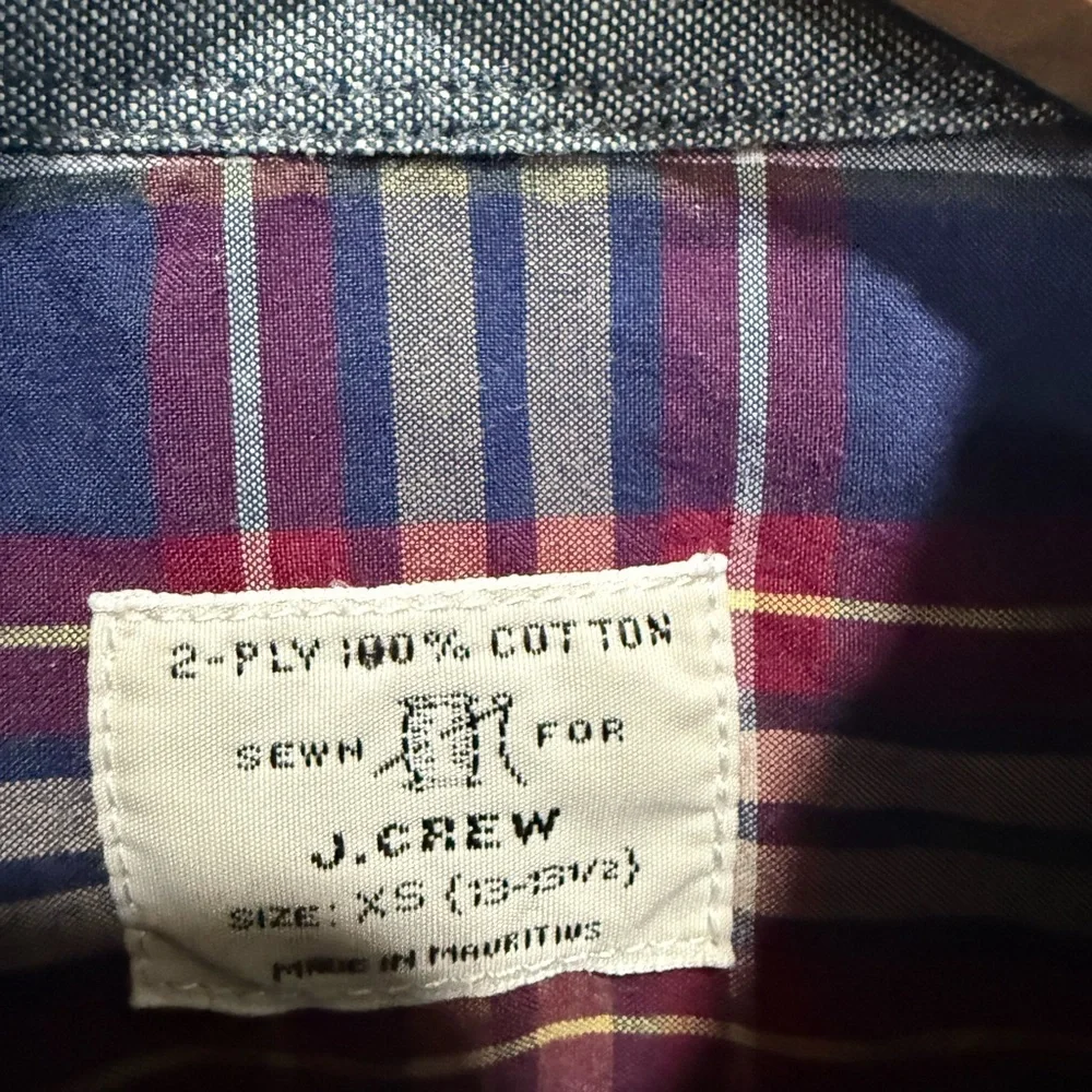 J. Crew Navy and Red Checkered Shirt